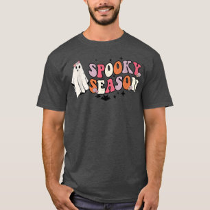 Vintage Floral Ghost Cute Halloween Spooky Season T-Shirt