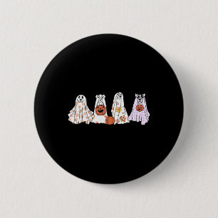 Vintage Floral Ghost Dog Happy Halloween Dog Lover 6 Cm Round Badge