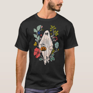 Vintage Floral Ghost Pumpkin Halloween Costume Men T-Shirt