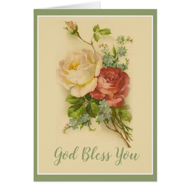 Vintage Floral God Bless You Religious (Front)