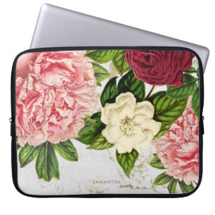 Vintage Floral Gold Marble Custom Laptop Sleeve