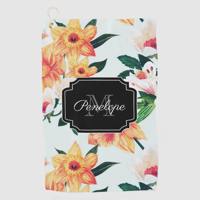 Vintage Floral Golf Towel (Front)