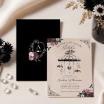 Vintage Floral Gothic Mobile Spooky Baby Shower Invitation<br><div class="desc">Our "Cute Pink Vintage Gothic Mobile Spooky Baby Shower Invitation" is the perfect announcement for the modern mother-to-be who embraces a unique and edgy aesthetic for her baby shower celebration. Our invitation features our exquisite hand-painted watercolor baby mobile, delicately adorned with gothic elements including a whimsical skull, fluttering bats, twinkling...</div>