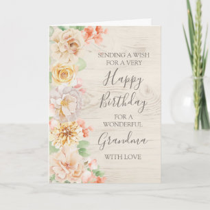 Vintage Floral Grandma Happy Birthday Card