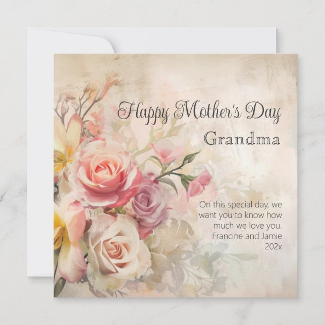 Vintage Floral Grandma Mother's Day Card (Front)