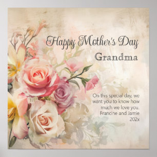 Vintage Floral Grandma Mother's Day Poster