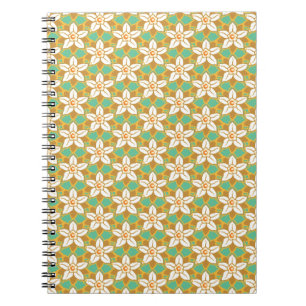 Vintage Floral green and yellow Jonquil  pattern Notebook