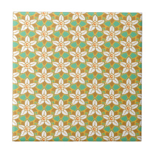 Vintage Floral green and yellow Jonquil pattern Tile