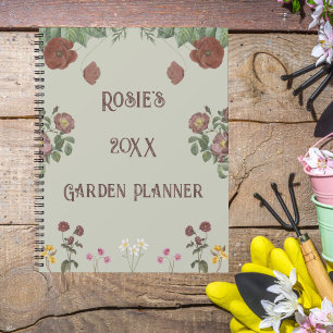 Vintage Floral Green Custom Garden Planner