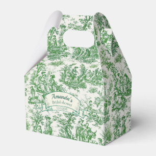 Vintage floral green toile jouy Bridal shower, Favour Box
