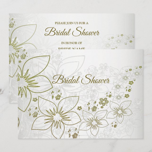 Vintage Floral Greenery Elegant Bridal Shower Invitation (Front/Back)