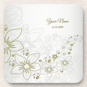 Vintage Floral Greenery Elegant Wedding Party Coaster