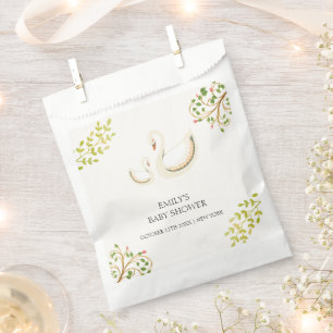 Vintage Floral Greenery Swan Baby Shower Favour Bags