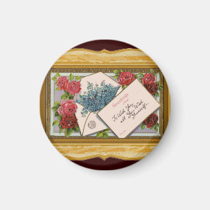 Vintage Floral Greeting Magnet