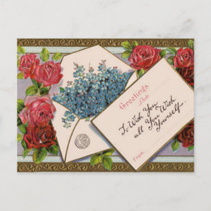 Vintage Floral Greeting Postcard