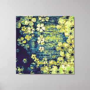 Vintage floral grunge abstract art canvas print