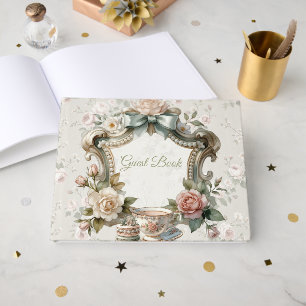 Vintage Floral Guest Book for Tea Party or Wedding