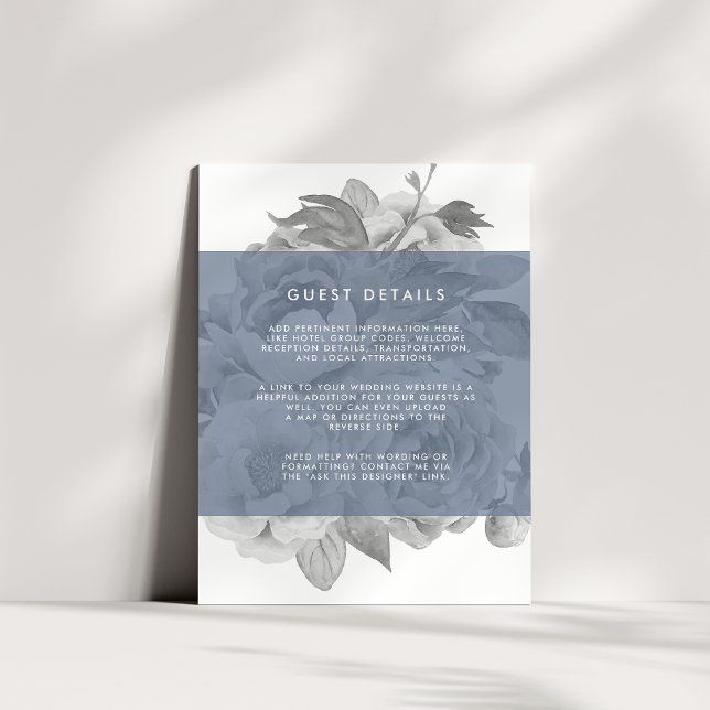 Vintage Floral Guest Details Card | Slate (Creator Uploaded)