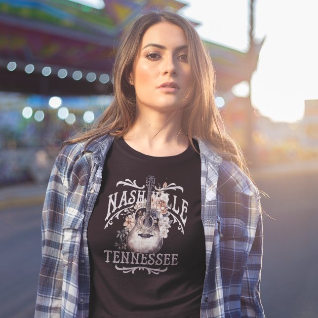 Vintage Floral Guitar Nashville T-Shirt (Creator Uploaded)