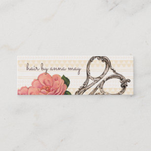 vintage floral hairstylist hair stylist pink mini business card