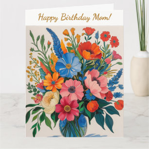 Vintage Floral Happy Birthday Card