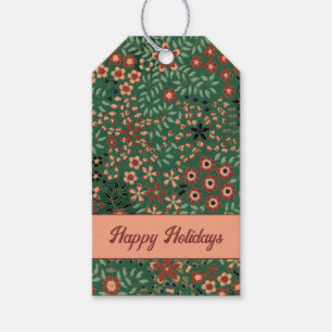 Vintage Floral Happy Holidays Botanical Christmas Gift Tags