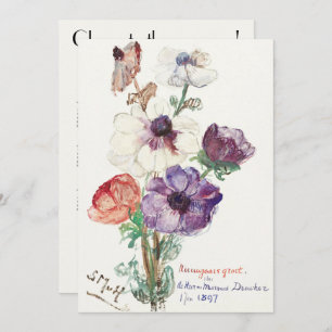 Vintage Floral Happy New Year  Holiday Card