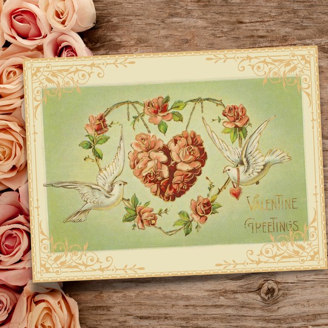 Vintage Floral Heart and Doves Postcard (Creator Uploaded)