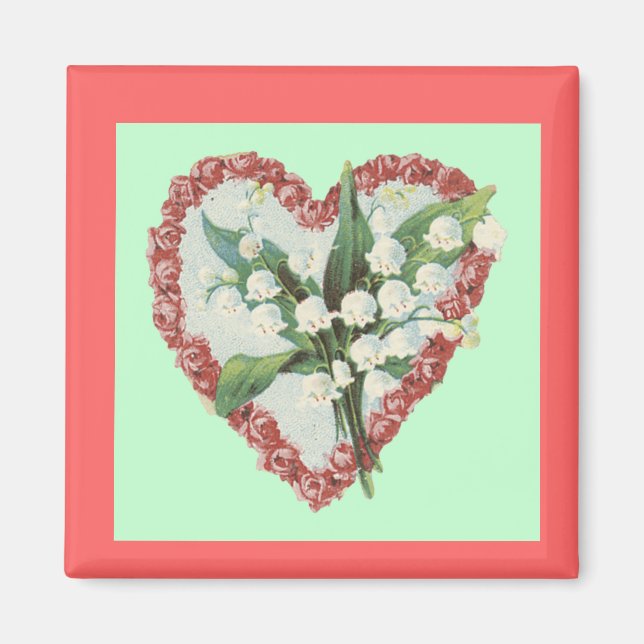 Vintage Floral Heart Magnet (Front)