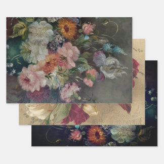 VINTAGE FLORAL HEAVY WEIGHT DECOUPAGE PRINTS WRAPPING PAPER SHEET