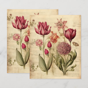 Vintage floral Herbal Scrapbook Paper 