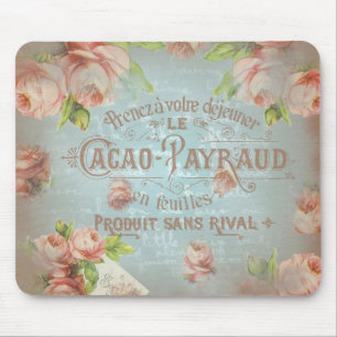 vintage floral historical french blue typo ancient mouse pad