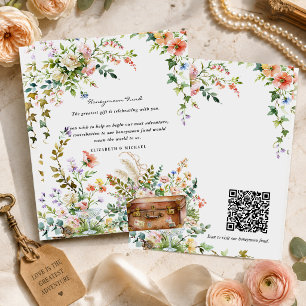 Vintage Floral Honeymoon Fund QR Code Enclosure Card