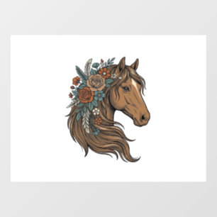 Vintage Floral Horse Head Vector Design_1