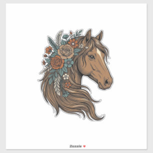 Vintage Floral Horse Head Vector Design_1