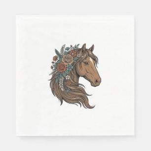 Vintage Floral Horse Head Vector Design_1 Napkin
