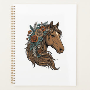 Vintage Floral Horse Head Vector Design_1 Planner