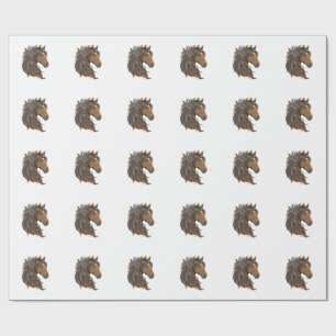 Vintage Floral Horse Head Vector Design_1 Wrapping Paper