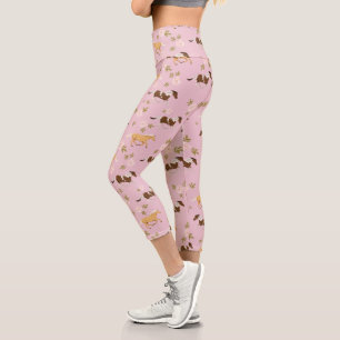 Vintage Floral Horse Pattern Capri Leggings