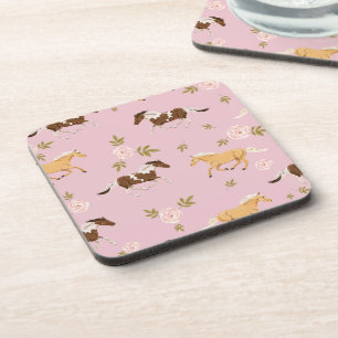 Vintage Floral Horse Pattern Coaster