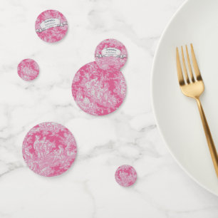 Vintage floral hot pink toile de jouy shower confetti