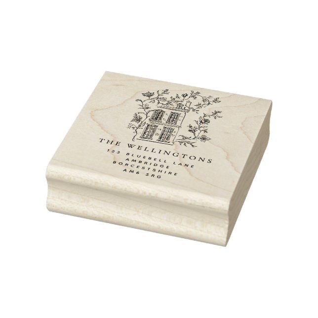 Vintage Floral House Family Address Rubber Stamp (Stamp)