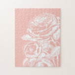 Vintage Floral Illustration Blush Pink Botanical Jigsaw Puzzle<br><div class="desc">Vintage Blush Pink Flower Botanical Illustration jigsaw puzzle</div>
