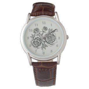 Vintage Floral Illustration of a Rose Flower Watch