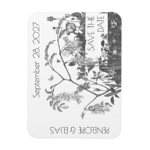 Vintage Floral Illustration Save the Date Magnet