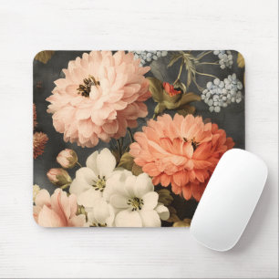 Vintage Floral Illustration with Mixed Blossoms Mouse Pad