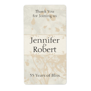 Vintage Floral in Ivory Anniversary Wine Label
