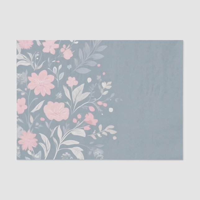 Vintage Floral in Light Grey Tissue Paper (Front)