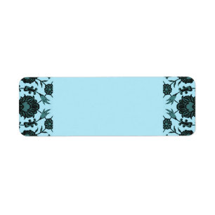 Vintage Floral in Pale Blue and Dark Teal