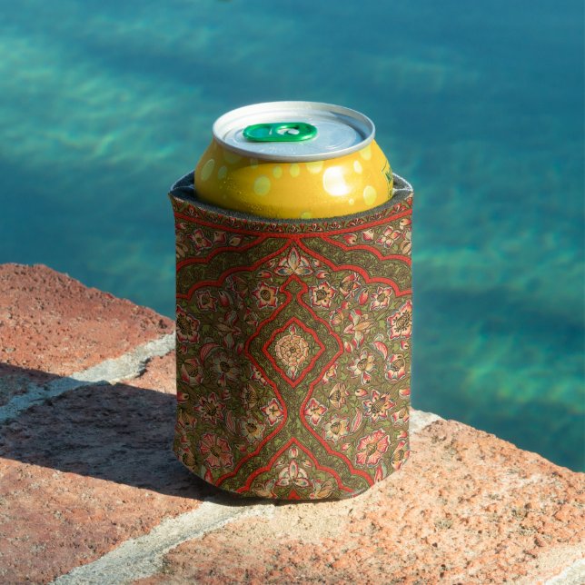 Vintage Floral Indian Rug Pattern Can Cooler (In Situ Pool)